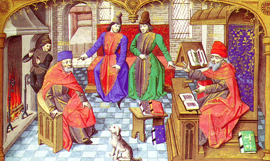 Painting of medieval professors